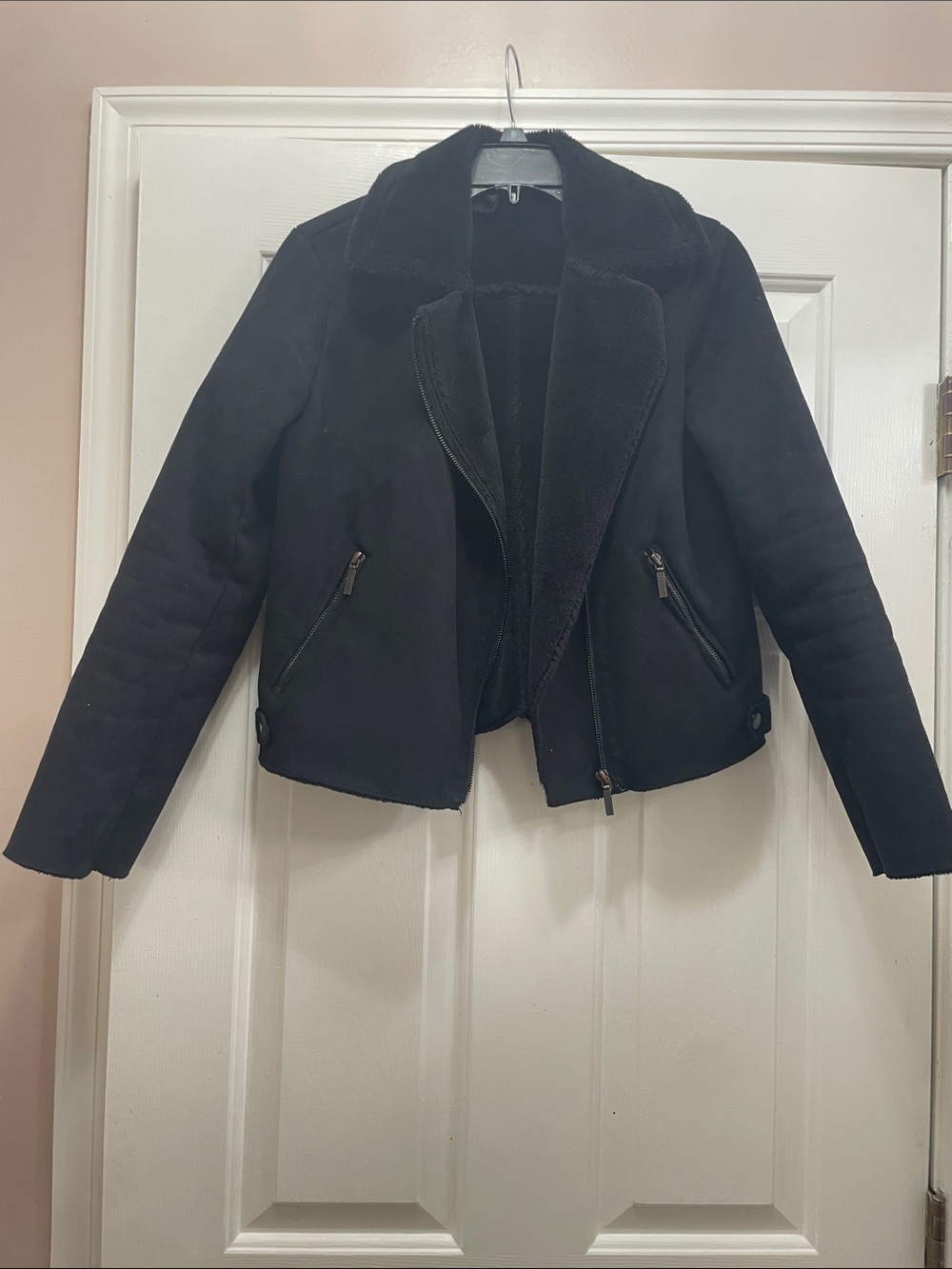 Collection B New York Black Moto-Style Women's suede fur Jacket